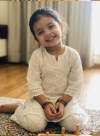 White Chikankari Embroidered Kids Kurta Set with Sequin Work