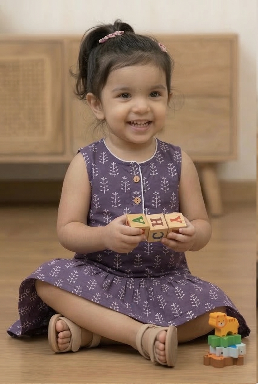 Girls Summer Special Printed Mini Frock – Soft & Comfortable Dress