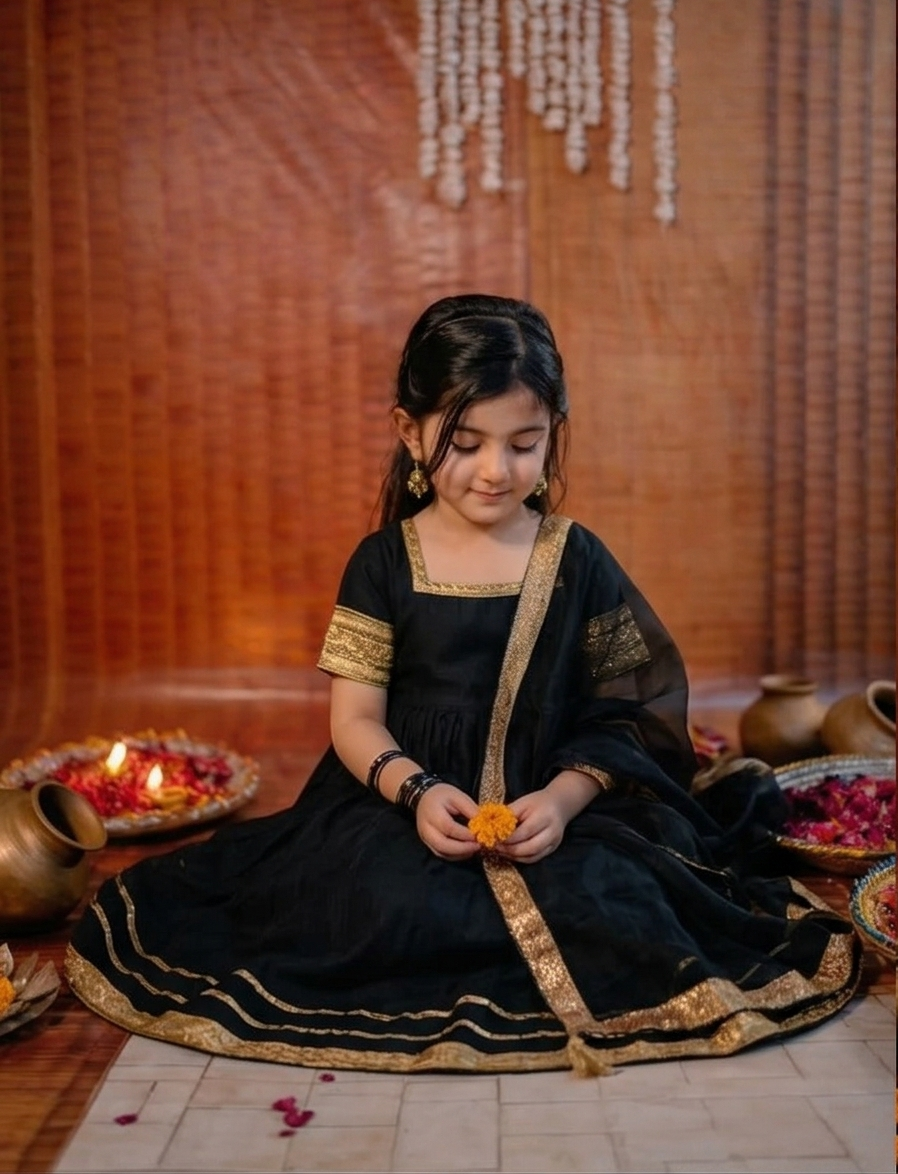 Mini Maharani Black Anarkali