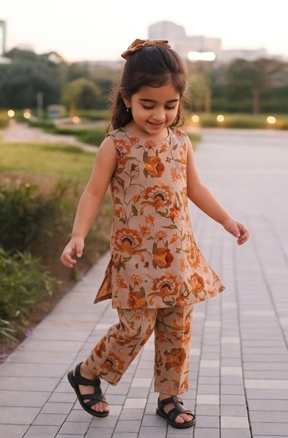 Autumn Bloom Rayon Co-Ord Set