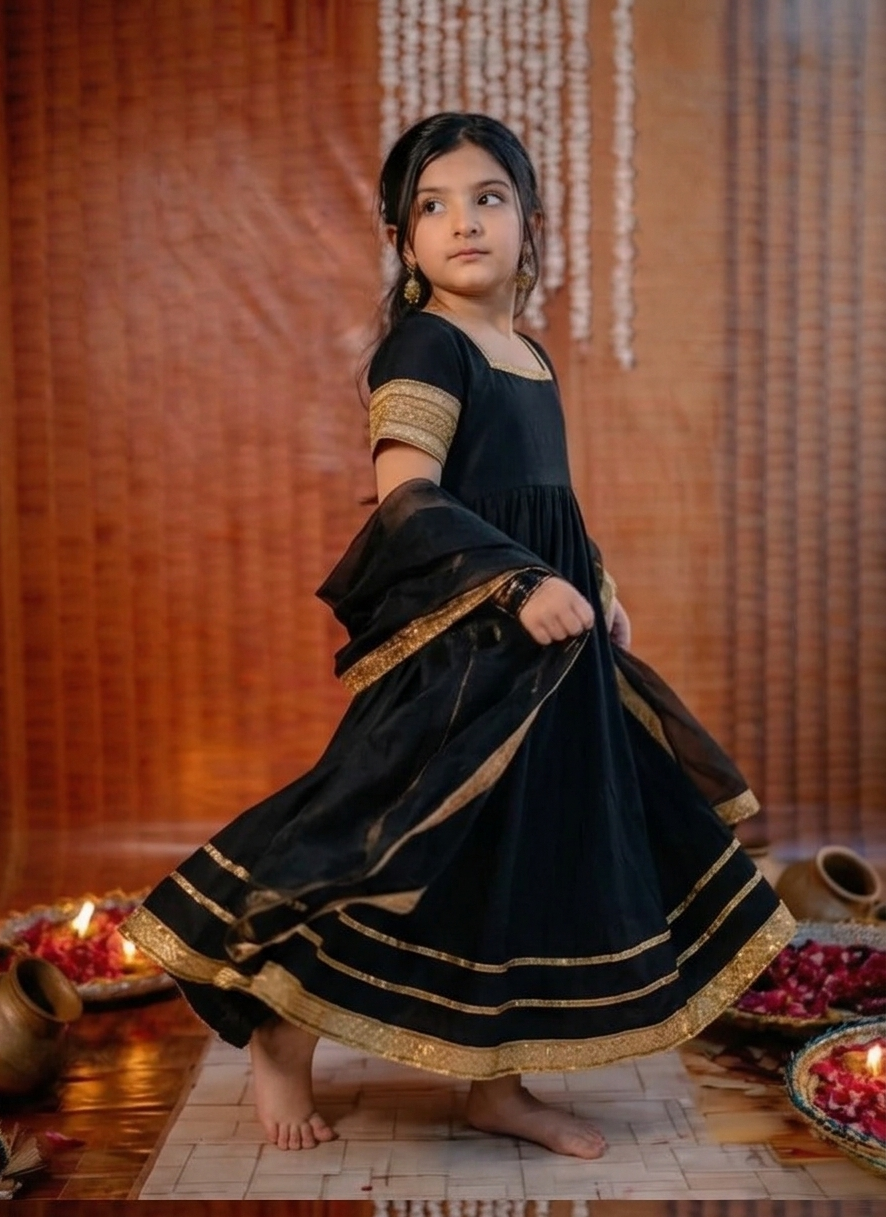 Mini Maharani Black Anarkali