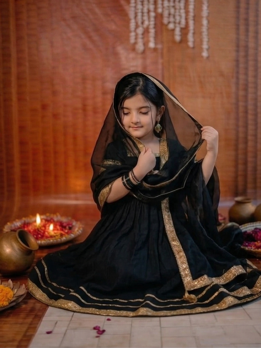 Mini Maharani Black Anarkali