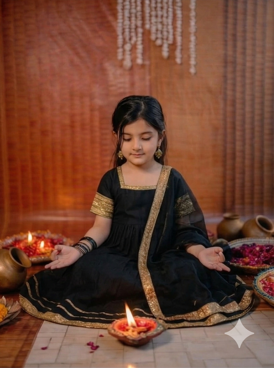 Mini Maharani Black Anarkali
