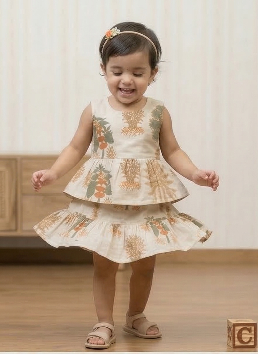 Printed Rayon Kids Skirt & Top Set