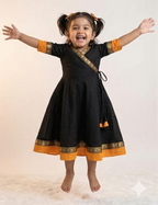 Little Princess Chanderi Cotton Frock with Jacquard Border