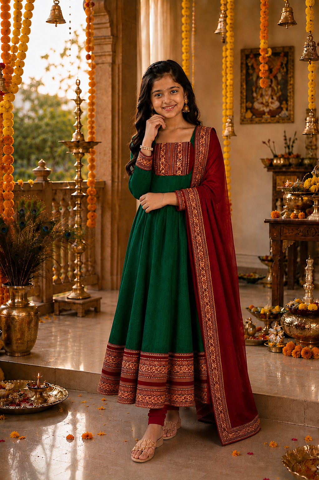 Girls Festive Anarkali Dress with Dupatta