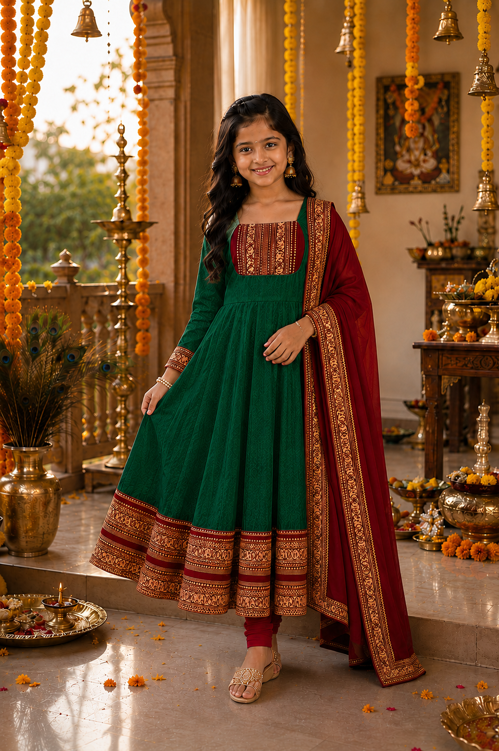 Girls Festive Anarkali Dress with Dupatta