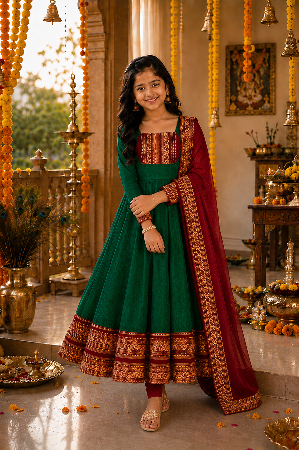 Girls Festive Anarkali Dress with Dupatta