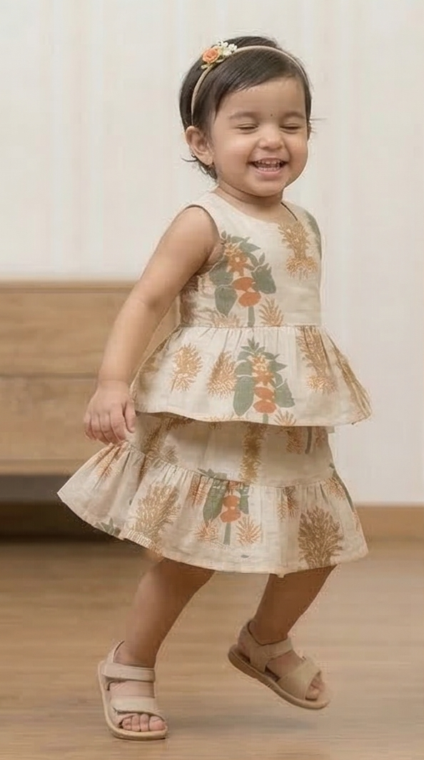 Printed Rayon Kids Skirt & Top Set