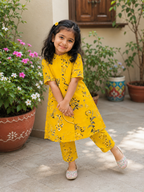Slub Rayon Printed Kids Kurta & Pant Set