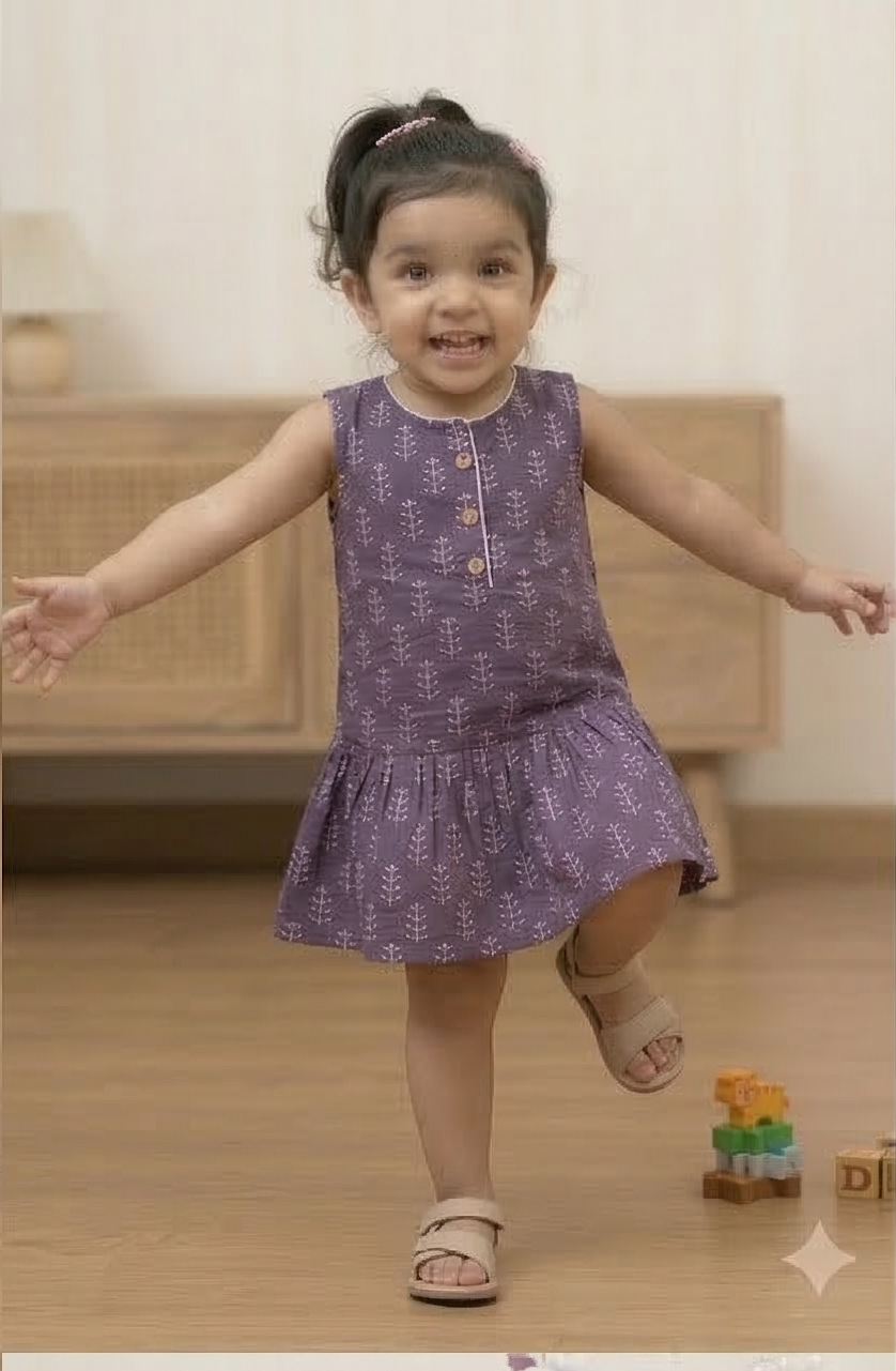 Girls Summer Special Printed Mini Frock – Soft & Comfortable Dress