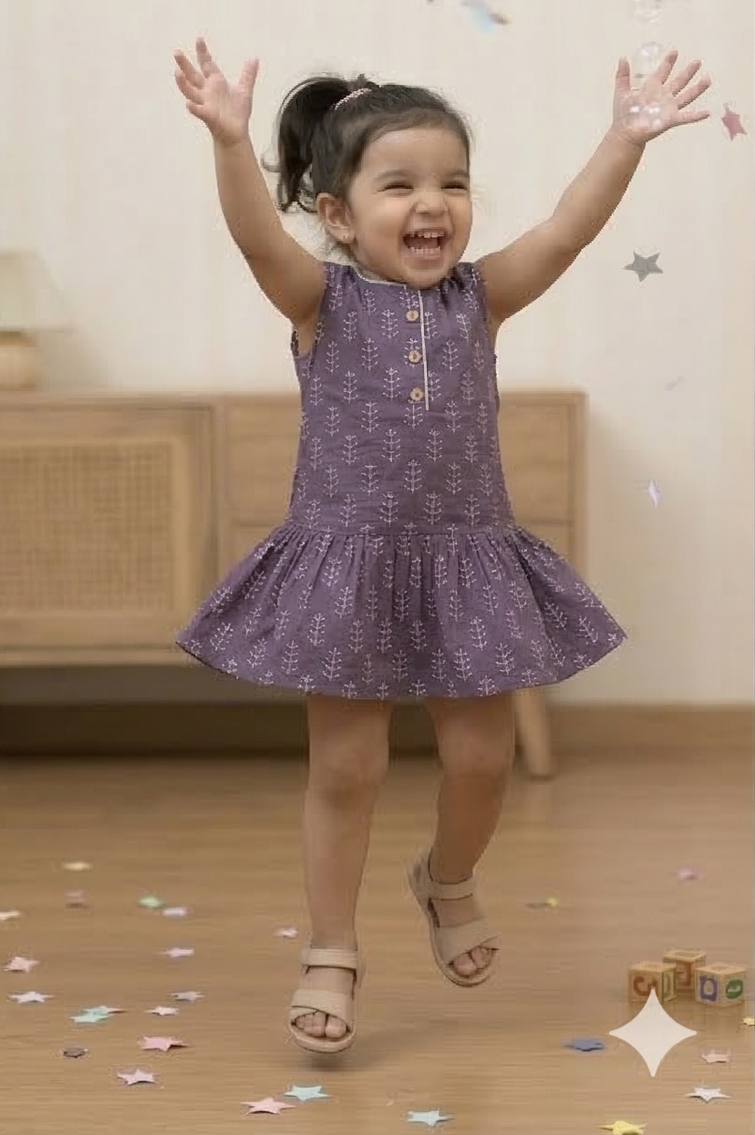 Girls Summer Special Printed Mini Frock – Soft & Comfortable Dress