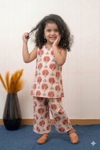 Rust Bloom Slub Rayon Kurta Pant Set