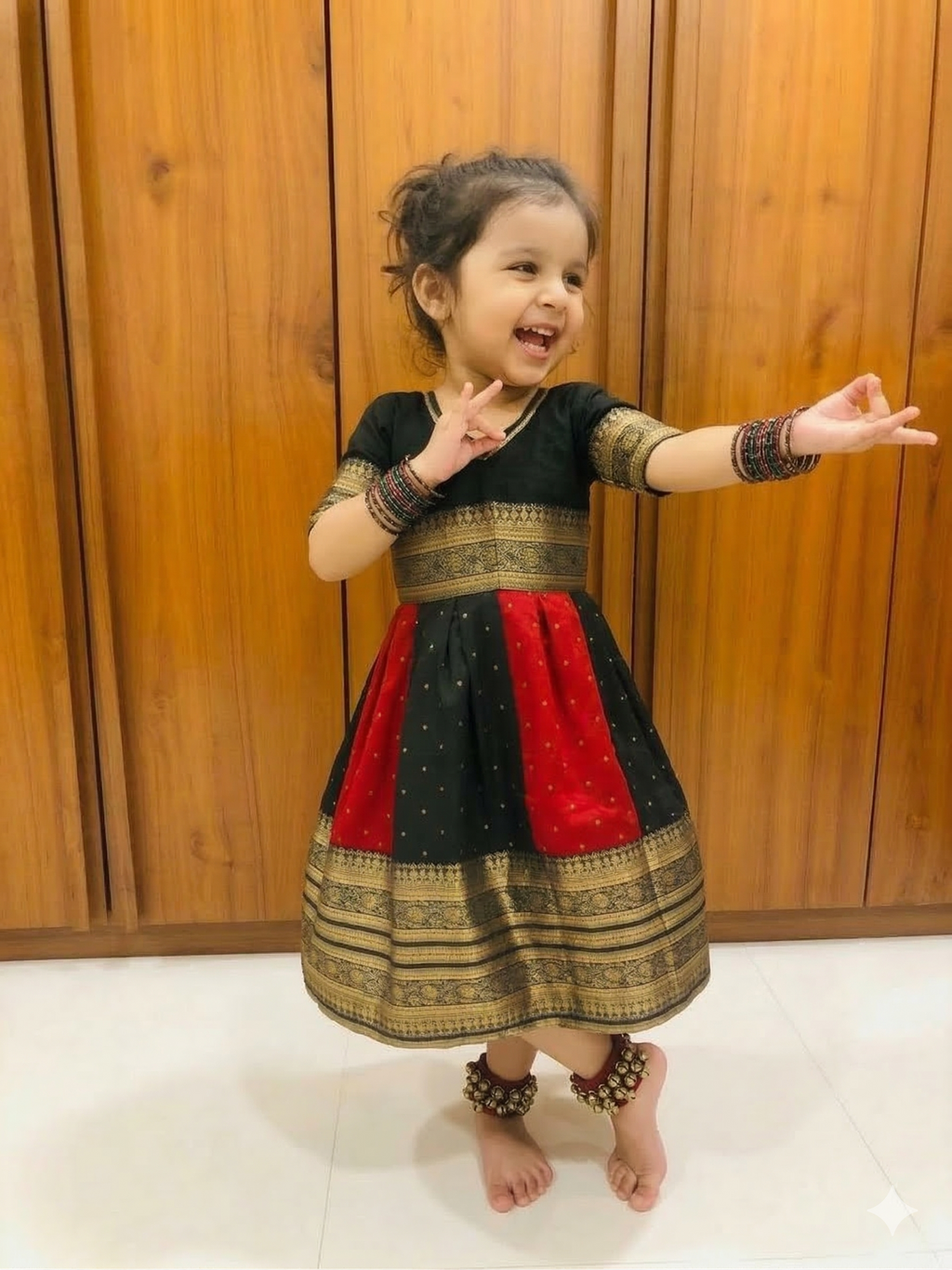 Foil Print Rayon Frock for Girls