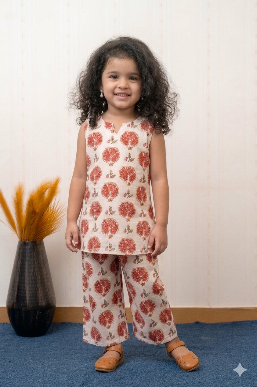 Rust Bloom Slub Rayon Kurta Pant Set