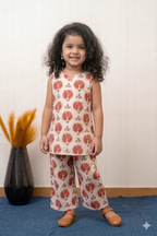 Rust Bloom Slub Rayon Kurta Pant Set