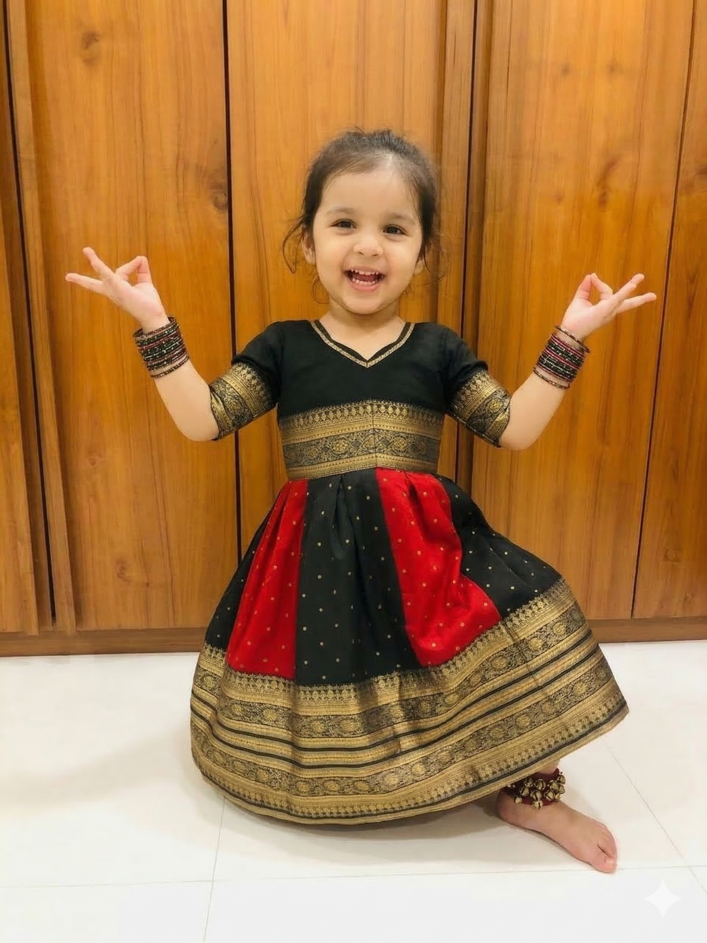 Foil Print Rayon Frock for Girls