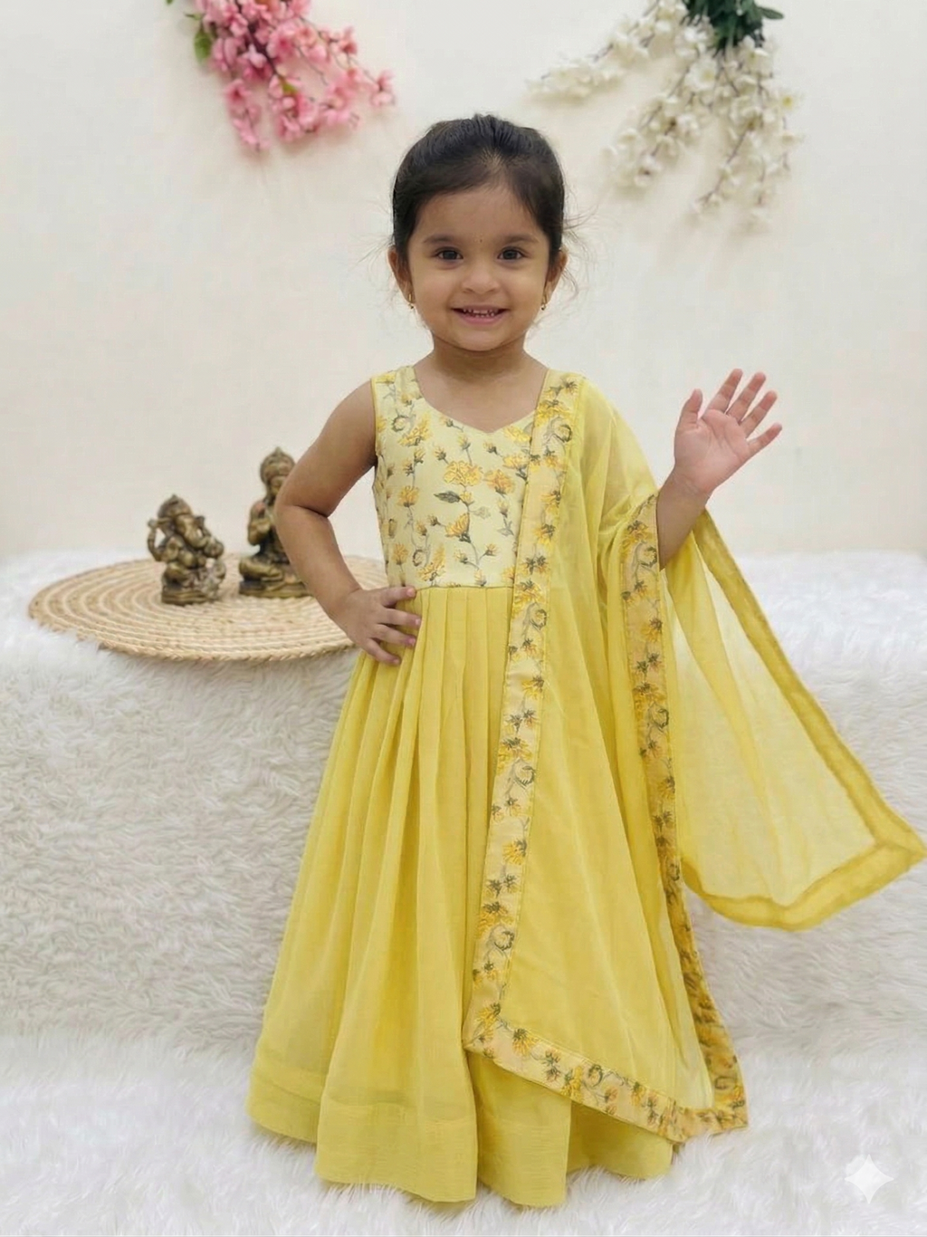 Mini Princess Floral Anarkali Set