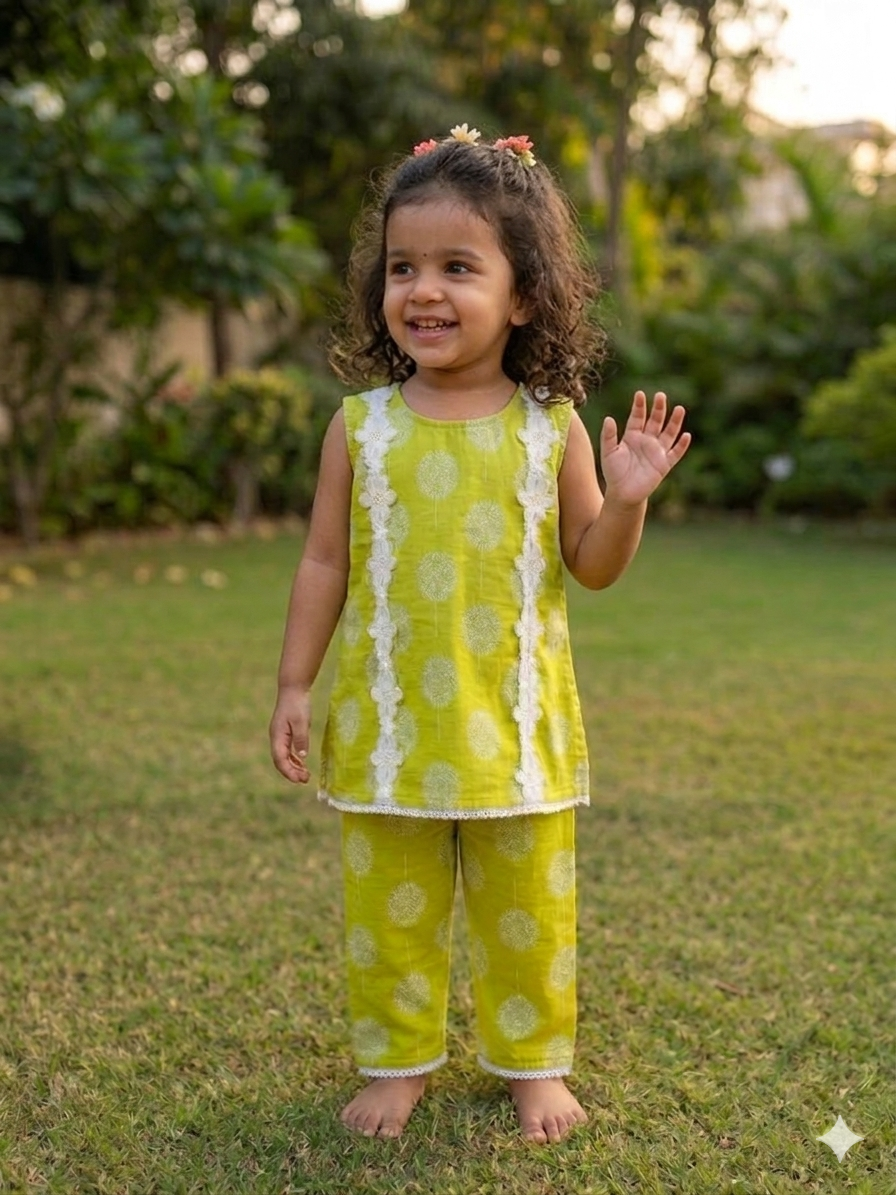 Lime Blossom Rayon Co-Ord Set