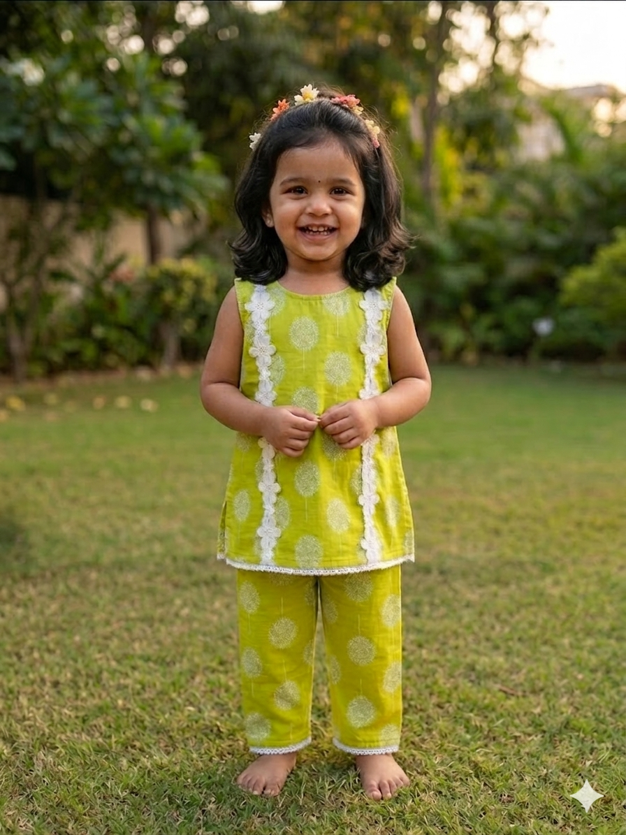 Lime Blossom Rayon Co-Ord Set
