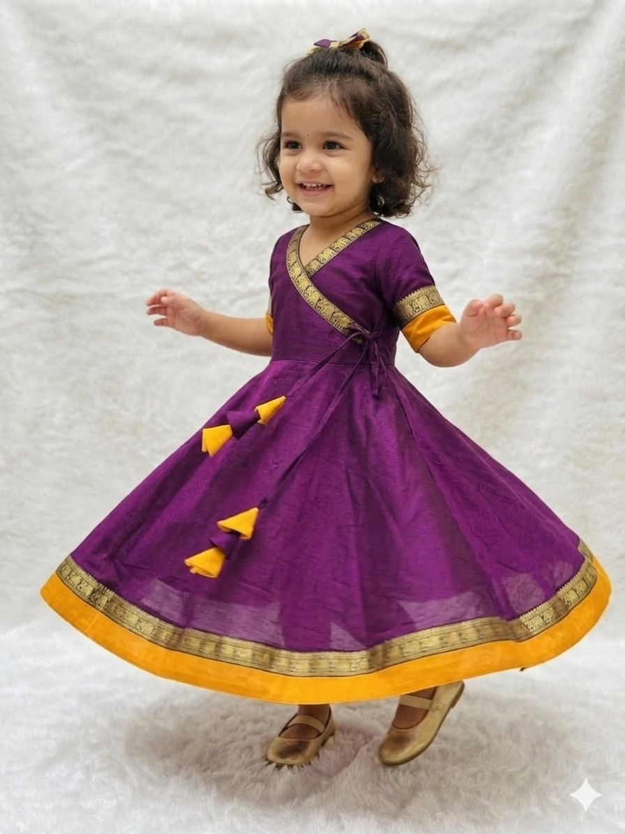 Adorable Ethnic Chanderi Cotton Frock for Little Girl