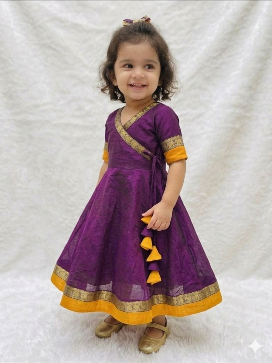 Adorable Ethnic Chanderi Cotton Frock for Little Girl
