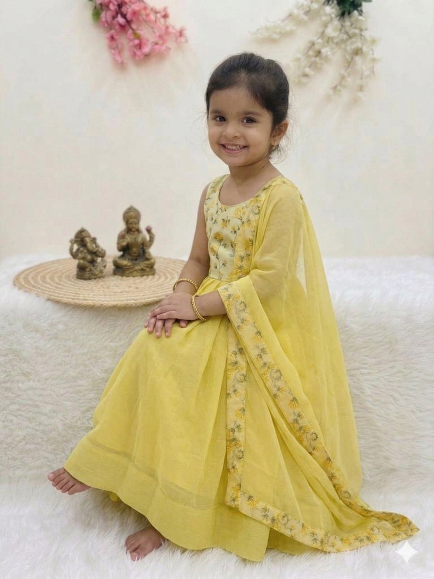 Mini Princess Floral Anarkali Set