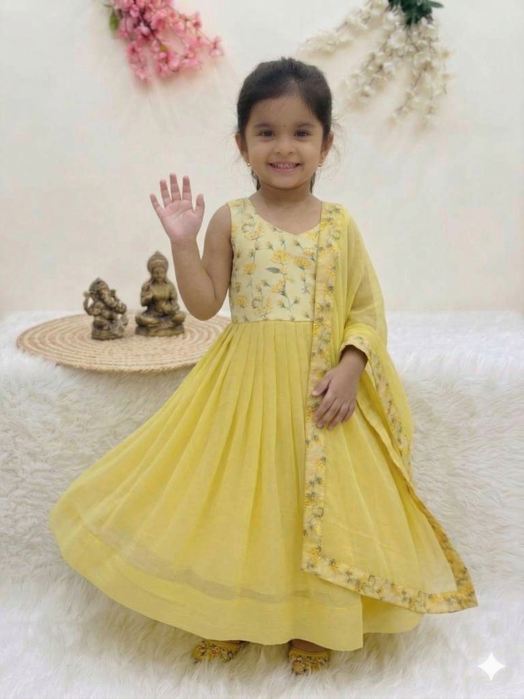 Mini Princess Floral Anarkali Set