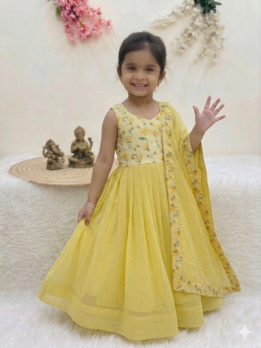 Mini Princess Floral Anarkali Set