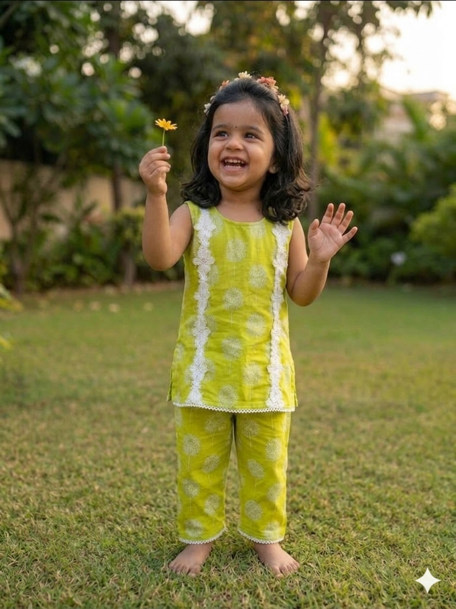 Lime Blossom Rayon Co-Ord Set