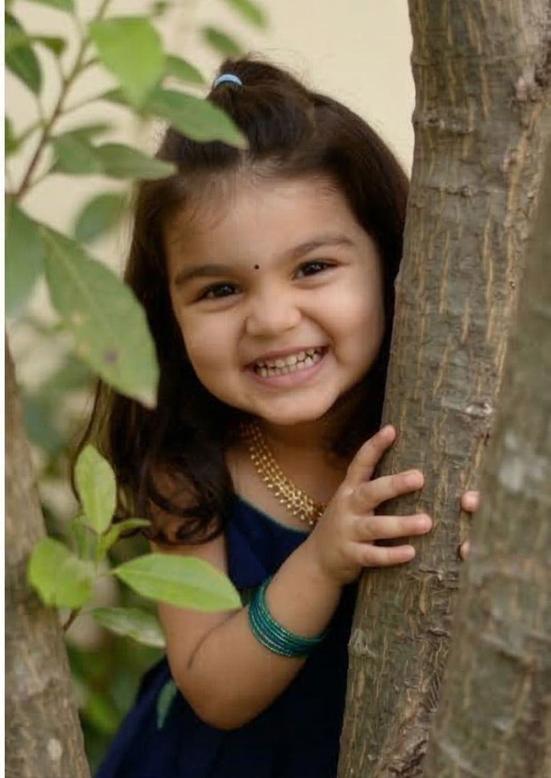 Navy Blue Chanderi Cotton Kids Frock with Jacquard Border