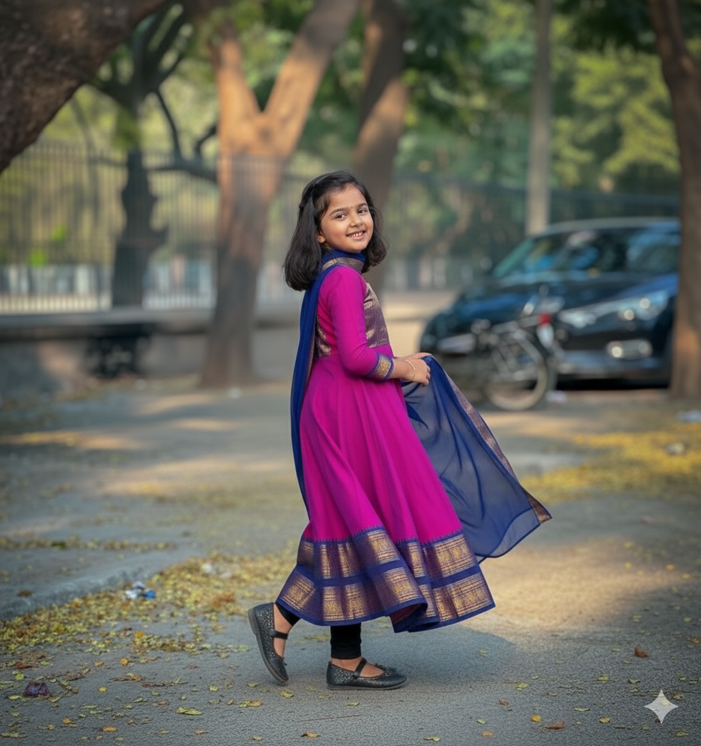 Kids Traditional Vichitra Silk Gown