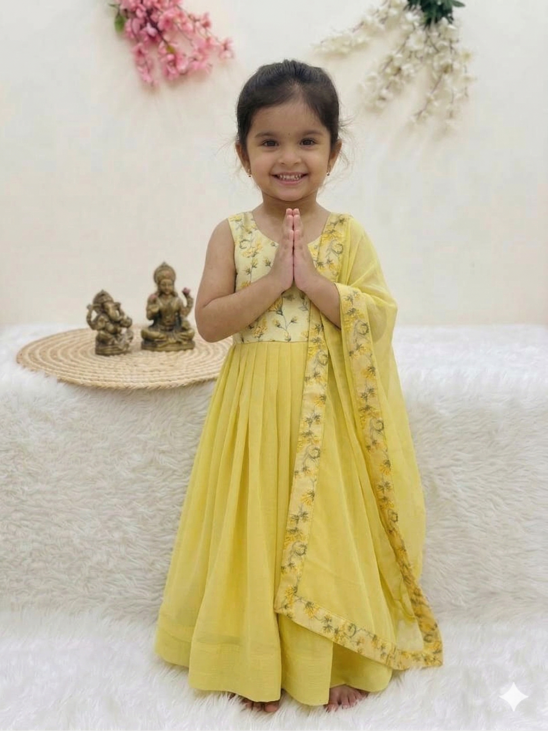 Mini Princess Floral Anarkali Set