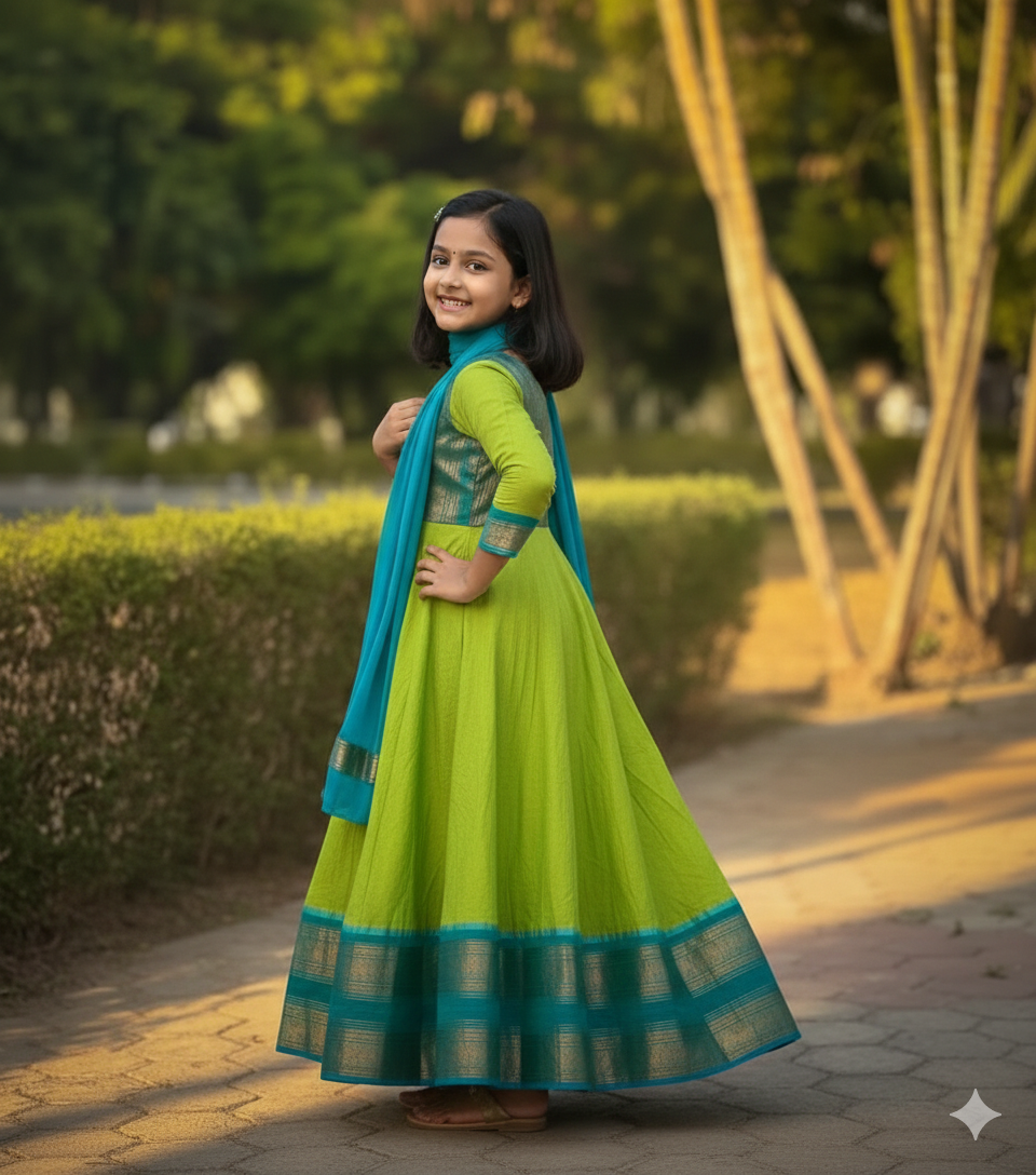 Kids Traditional Vichitra Silk Gown