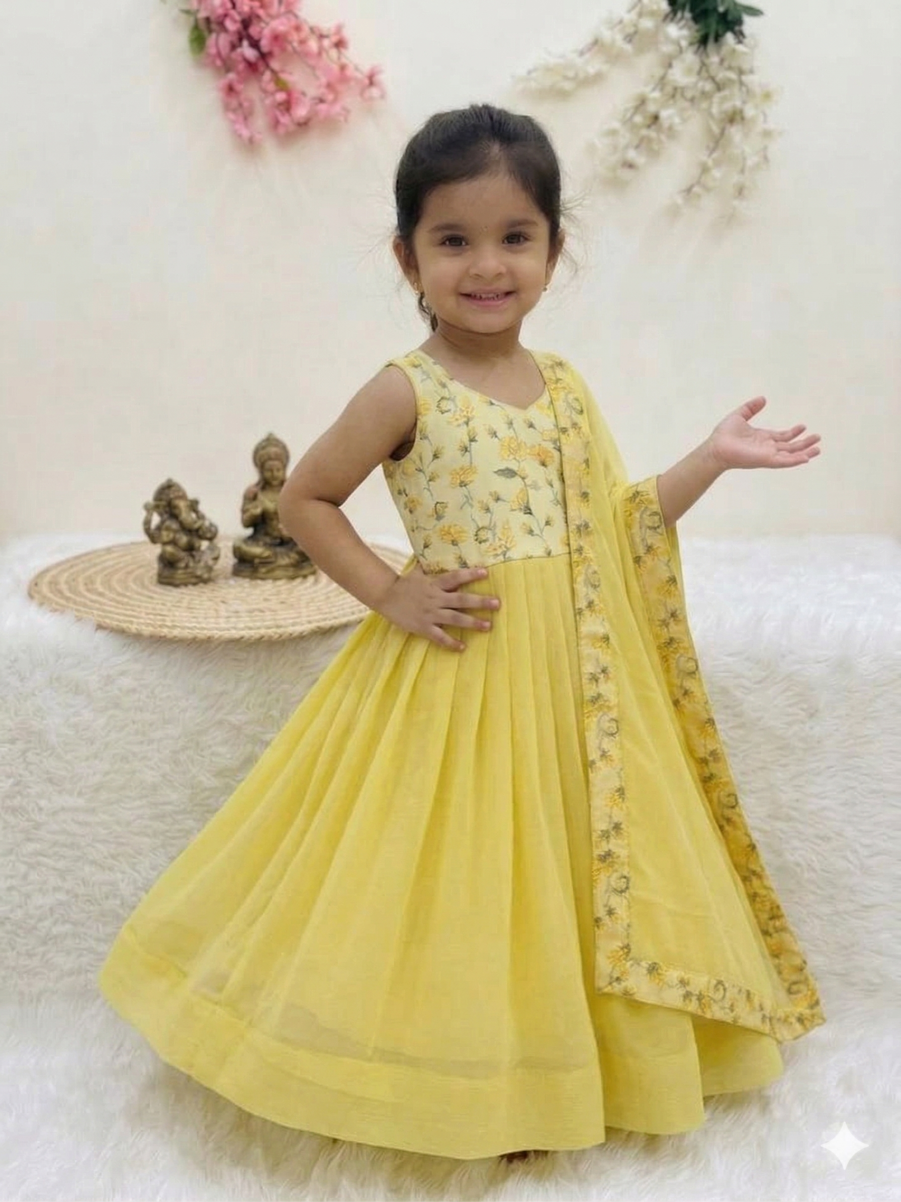 Mini Princess Floral Anarkali Set