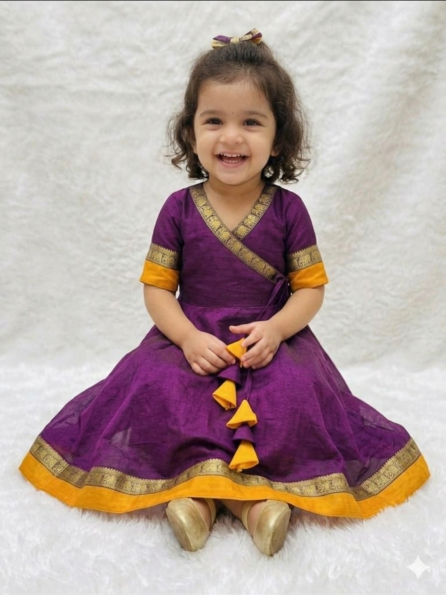 Adorable Ethnic Chanderi Cotton Frock for Little Girl