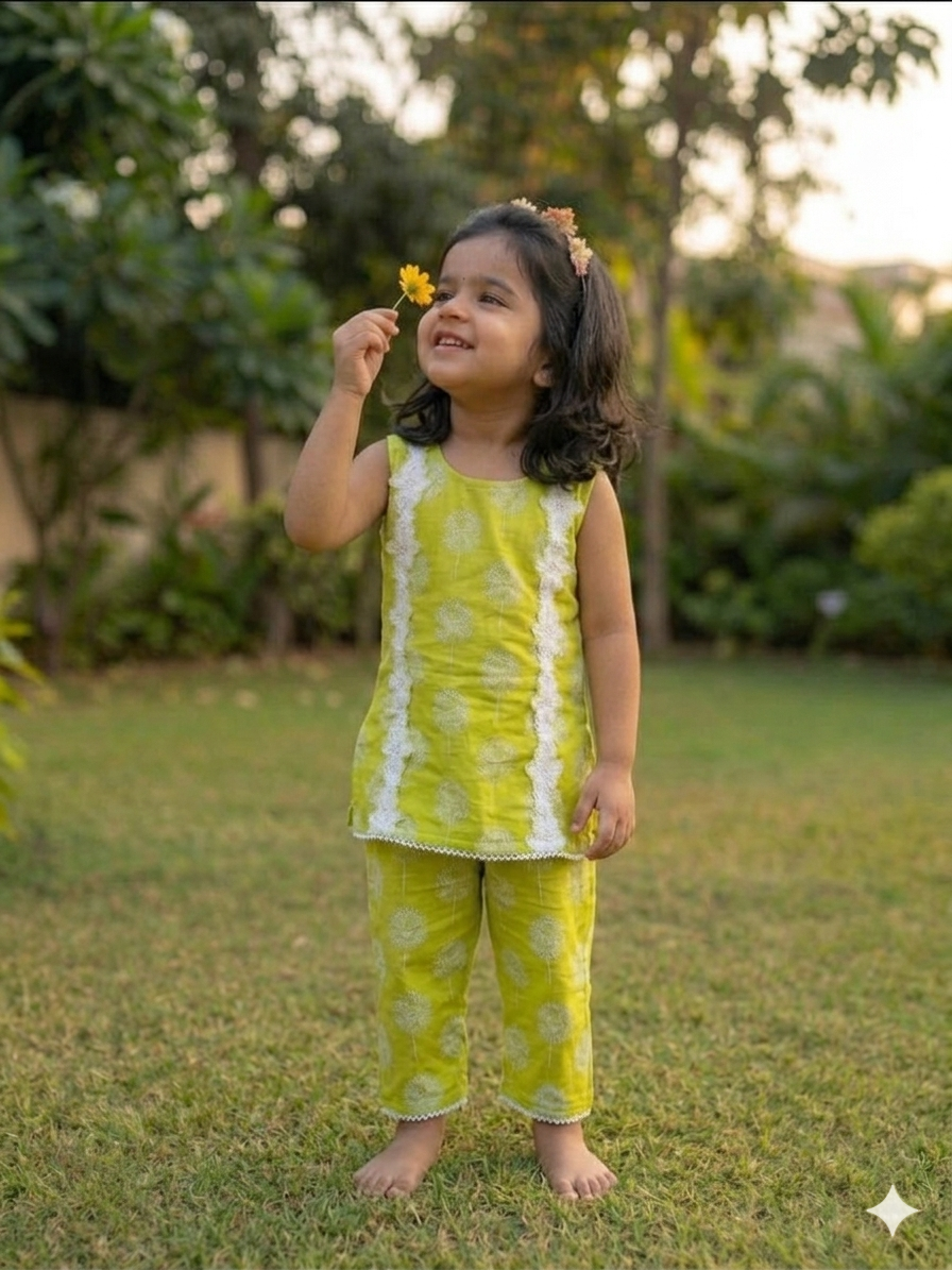 Lime Blossom Rayon Co-Ord Set