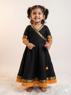 Little Princess Chanderi Cotton Frock with Jacquard Border