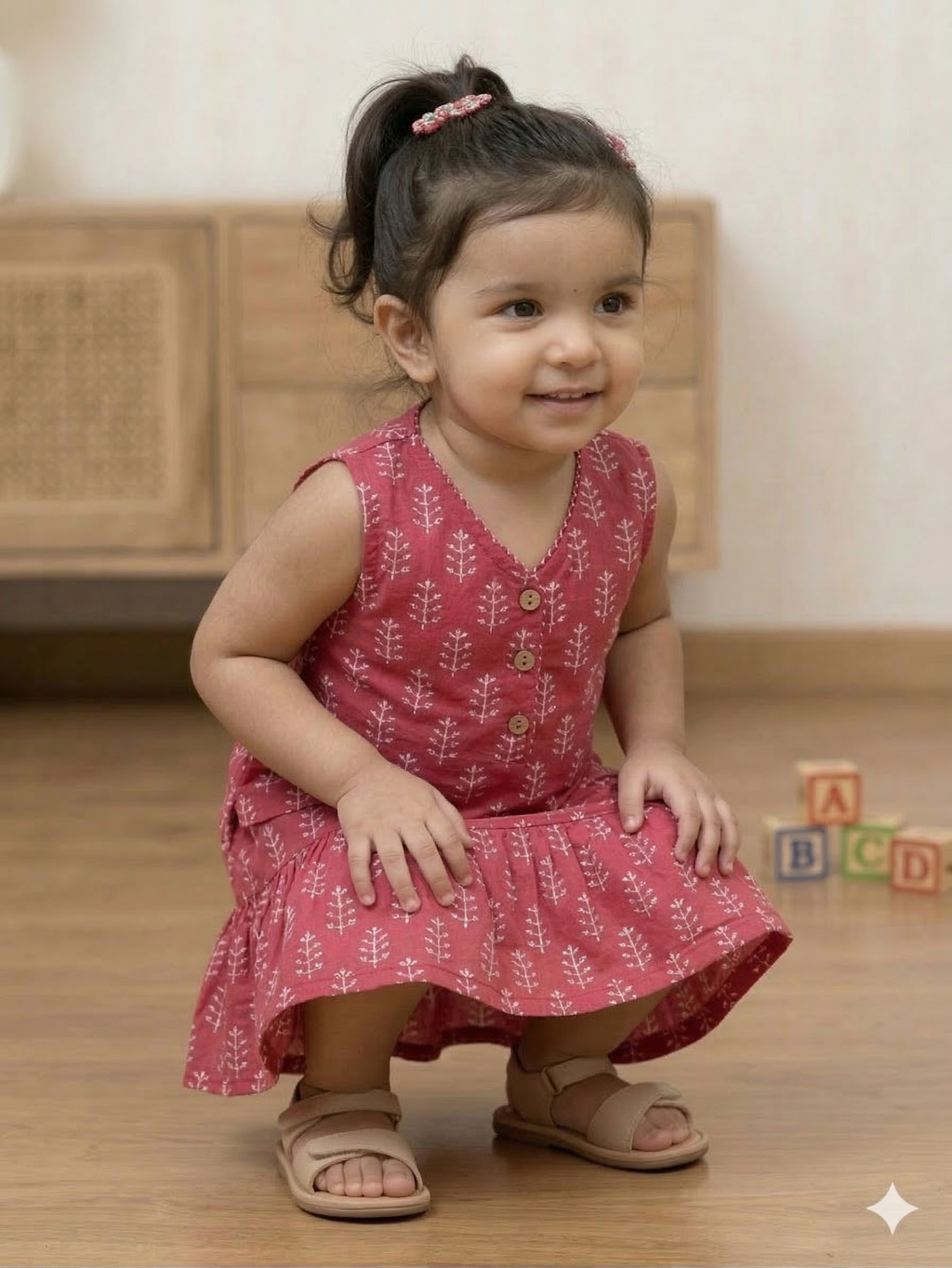Girls Printed Rayon Mini Frock – Cute Summer Wear for Kids