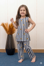Stripe Bloom Slub Rayon Kurta Pant Set