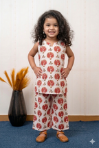 Rust Bloom Slub Rayon Kurta Pant Set
