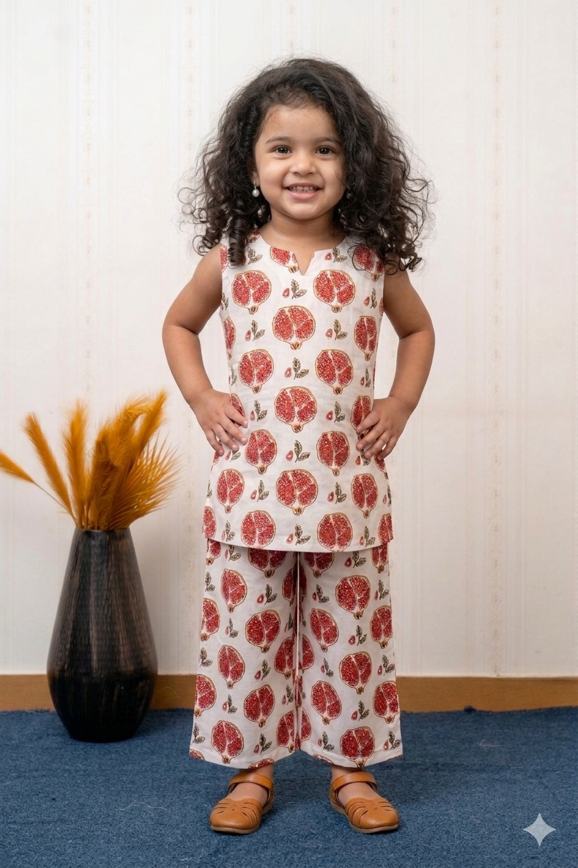 Rust Bloom Slub Rayon Kurta Pant Set