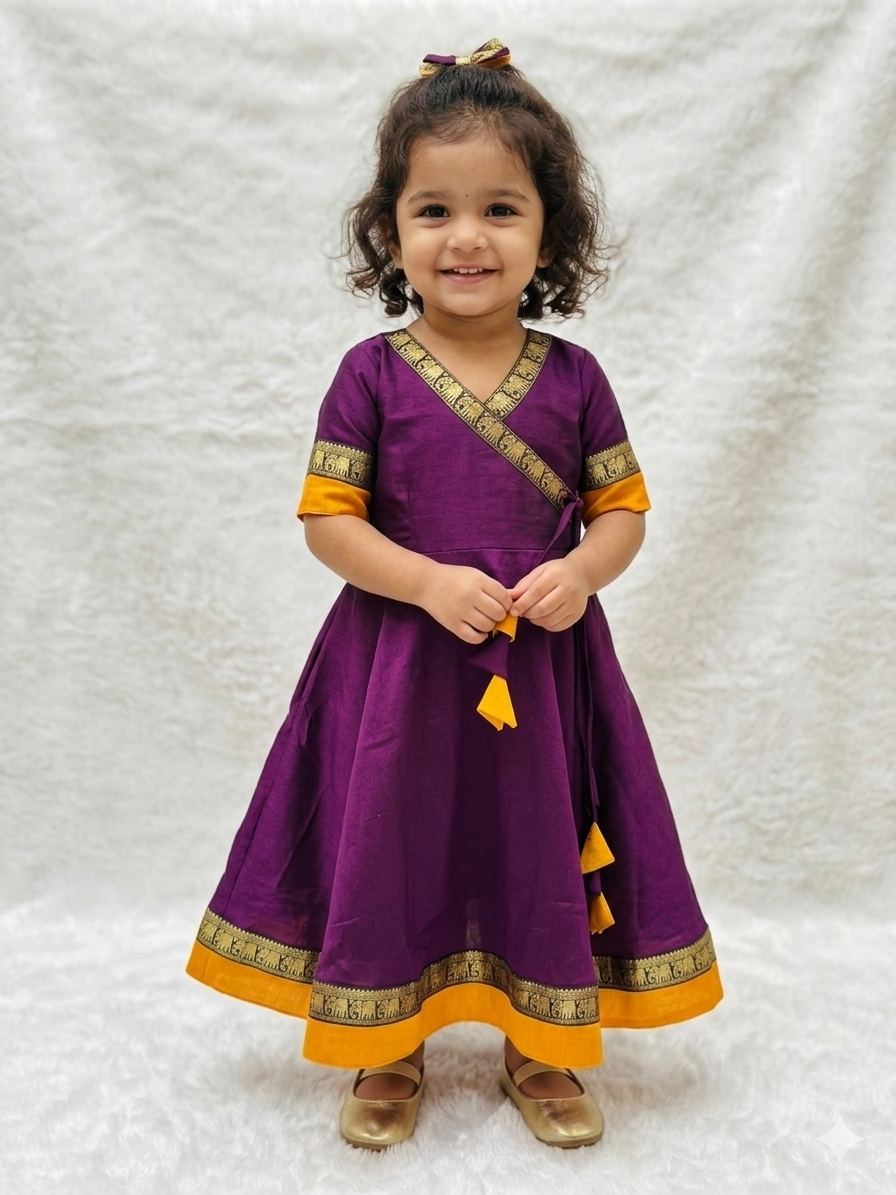 Adorable Ethnic Chanderi Cotton Frock for Little Girl
