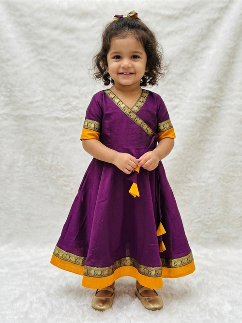 Adorable Ethnic Chanderi Cotton Frock for Little Girl