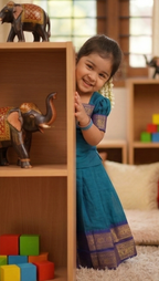 Chanderi Cotton Kids Top & Skirt Set with Jacquard Border Work