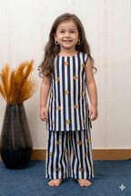Stripe Bloom Slub Rayon Kurta Pant Set
