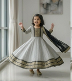 Graceful Grey and Black Festive Gown for Your Little Star