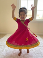 Little Princess Chanderi Cotton Frock with Jacquard Border