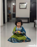 Charming Two-Tone Green and Blue Ethnic Dress for Joyful Twirls