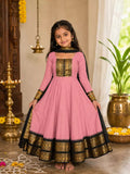 Girls Festive Cotton Blend Anarkali Set With Duppata